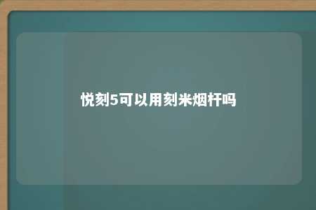 悦刻5可以用刻米烟杆吗