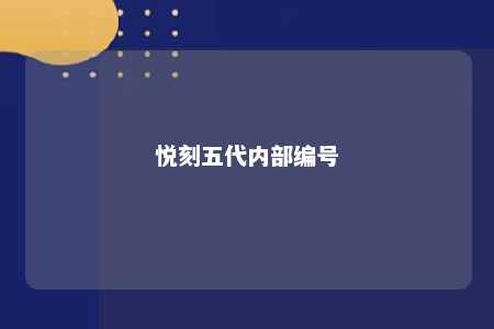 悦刻五代内部编号