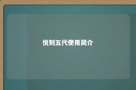 悦刻五代使用简介